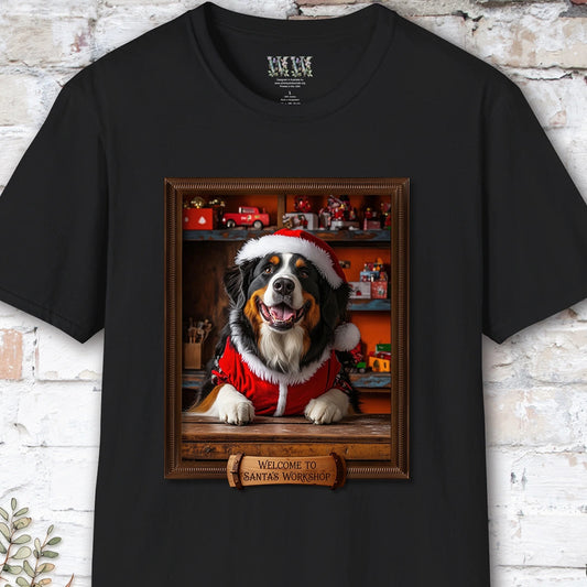 Bernese Mountain Dog Santa's Workshop Unisex T shirt