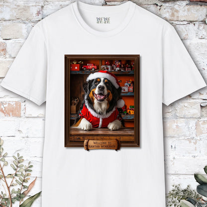 Bernese Mountain Dog Santa's Workshop Unisex T shirt