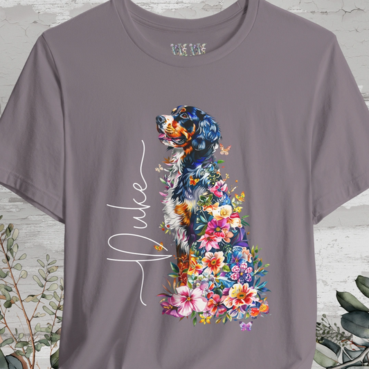 Bernese Mountain Dog Floral Personalized T shirt