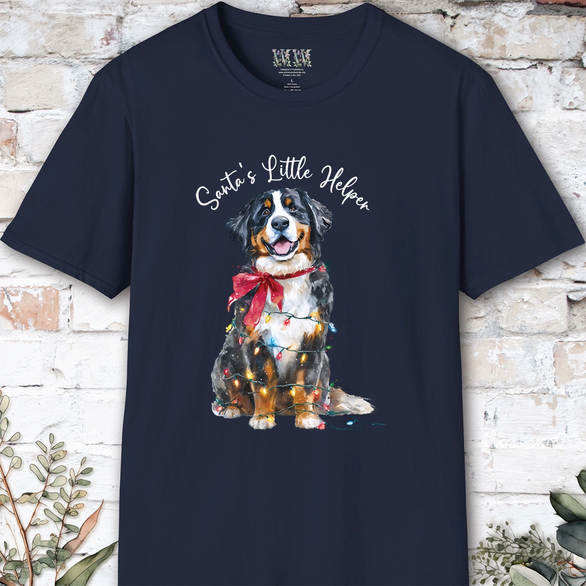 Bernese Mountain Dog Santa's little helper, unisex T shirt