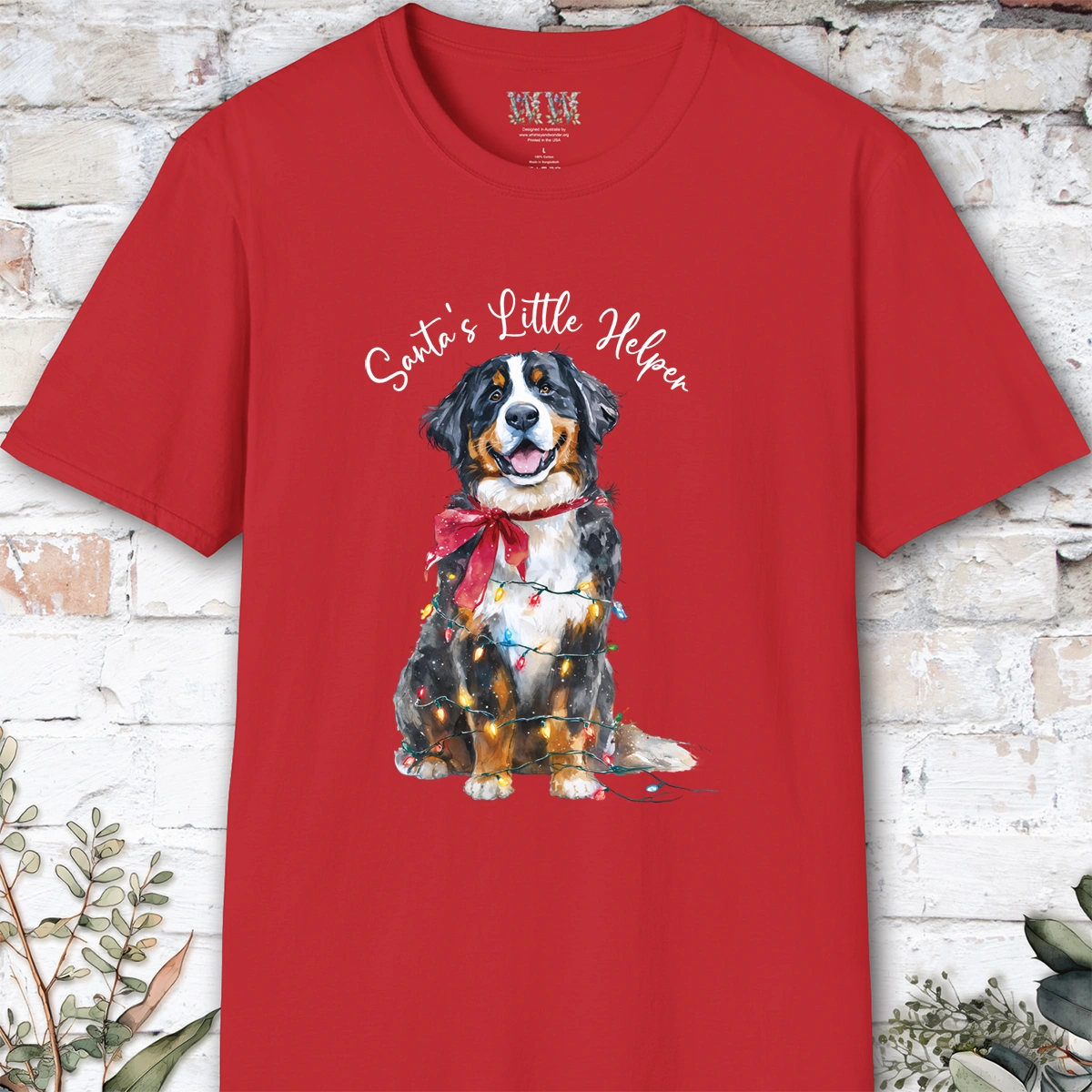 Bernese Mountain Dog Santa's little helper, unisex T shirt