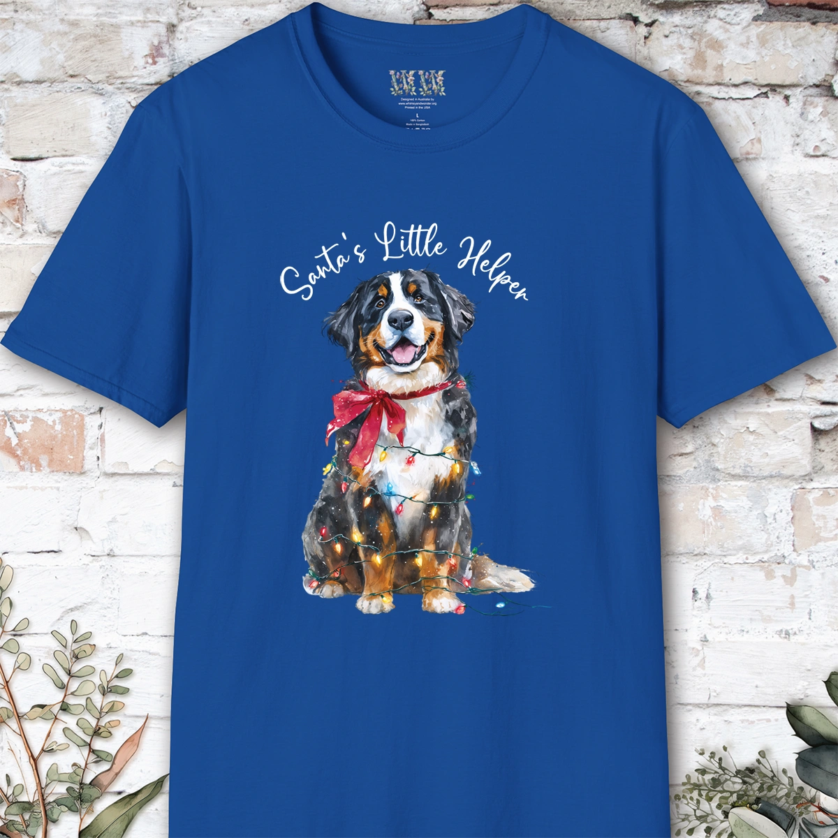 Bernese Mountain Dog Santa's little helper, unisex T shirt