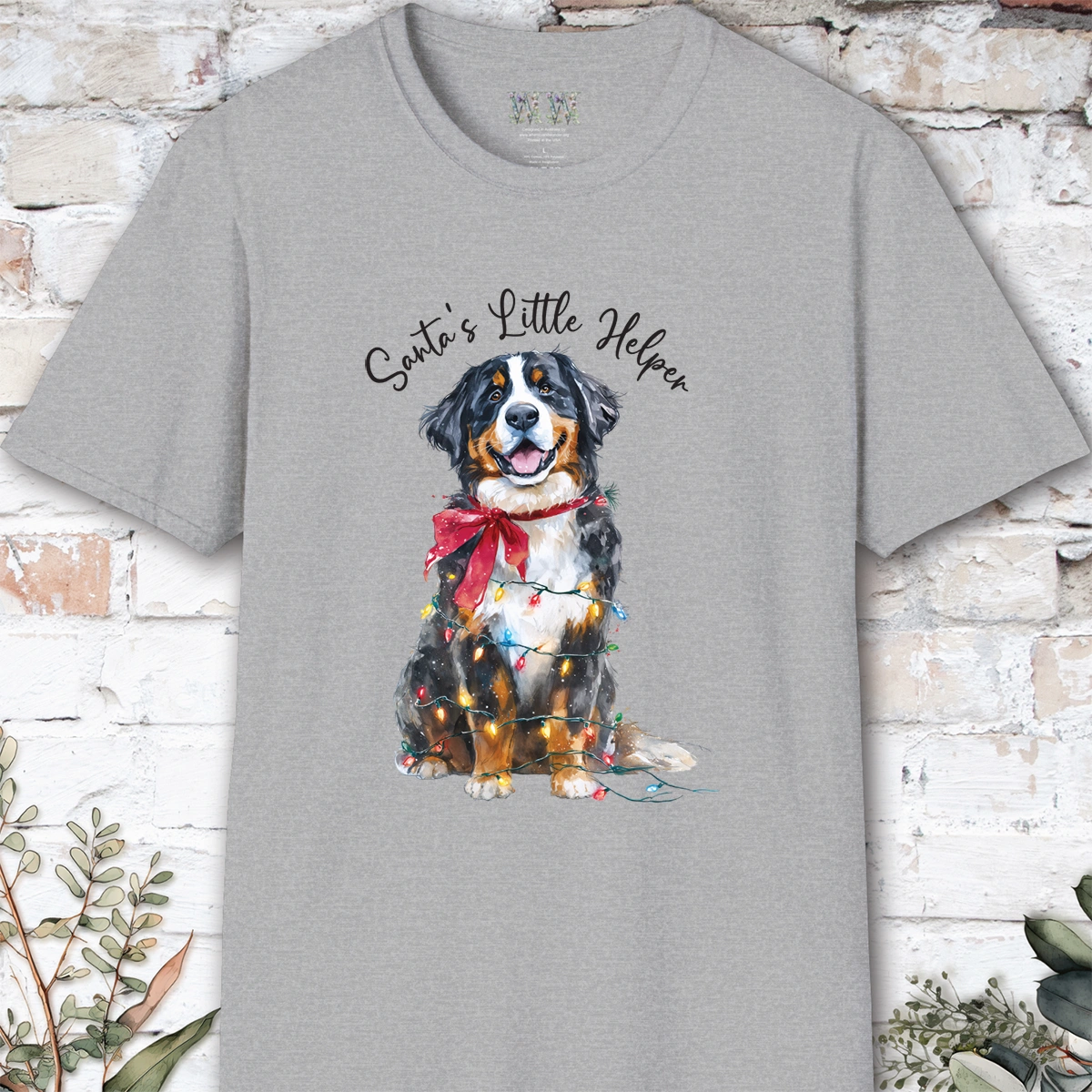 Bernese Mountain Dog Santa's little helper, unisex T shirt