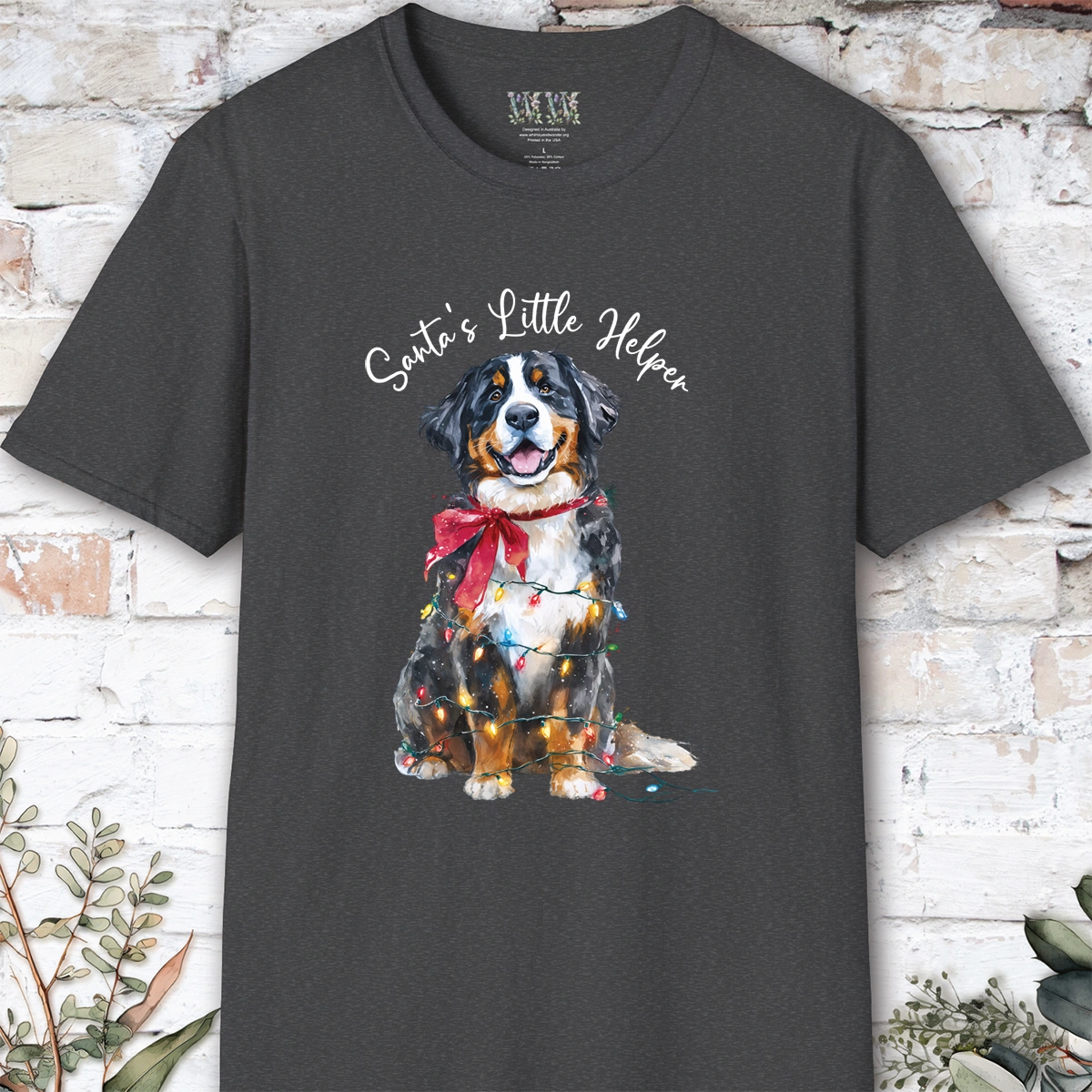 Bernese Mountain Dog Santa's little helper, unisex T shirt