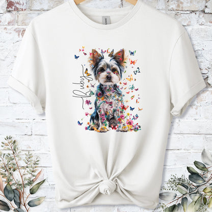 Biewer Terrier Floral Personalized unisex T shirt