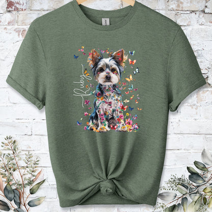 Biewer Terrier Floral Personalized unisex T shirt