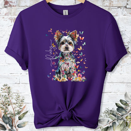 Biewer Terrier Floral Personalized unisex T shirt