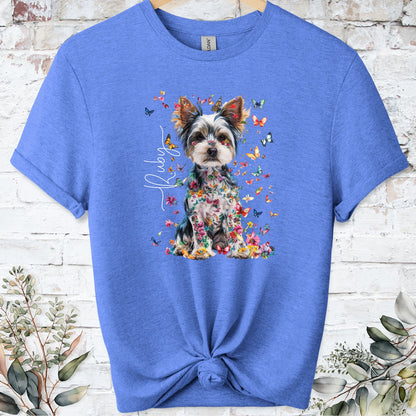 Biewer Terrier Floral Personalized unisex T shirt