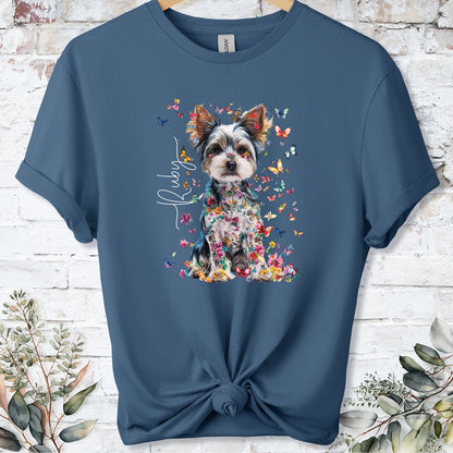 Biewer Terrier Floral Personalized unisex T shirt