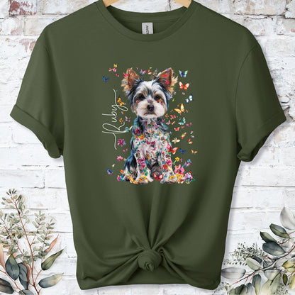Biewer Terrier Floral Personalized unisex T shirt
