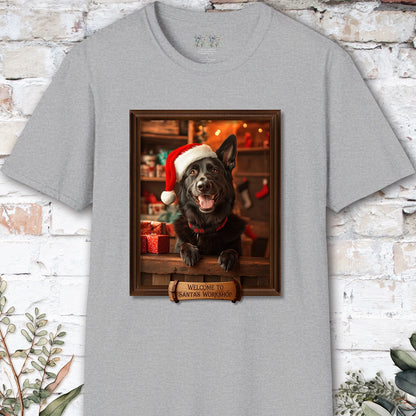 Black German Sherherd Santa's Workshop Unisex T shirt