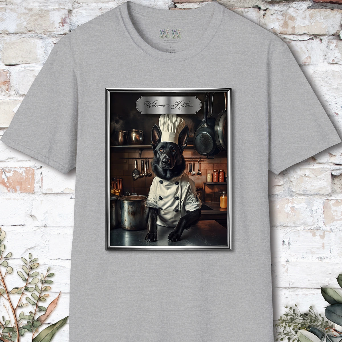 Black German Shepherd Chef Unisex T shirt