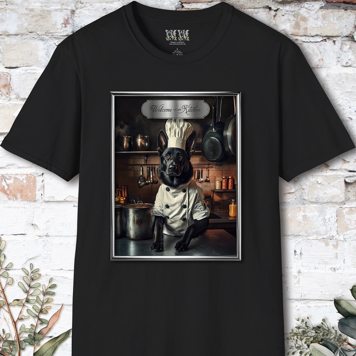 Black German Shepherd Chef Unisex T shirt