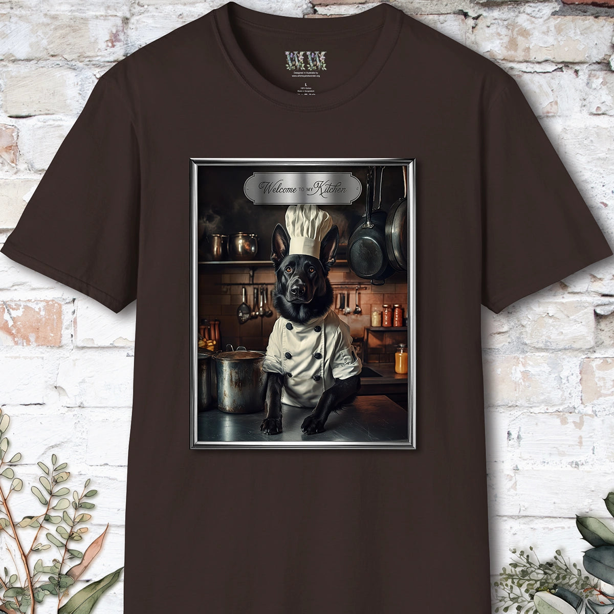 Black German Shepherd Chef Unisex T shirt