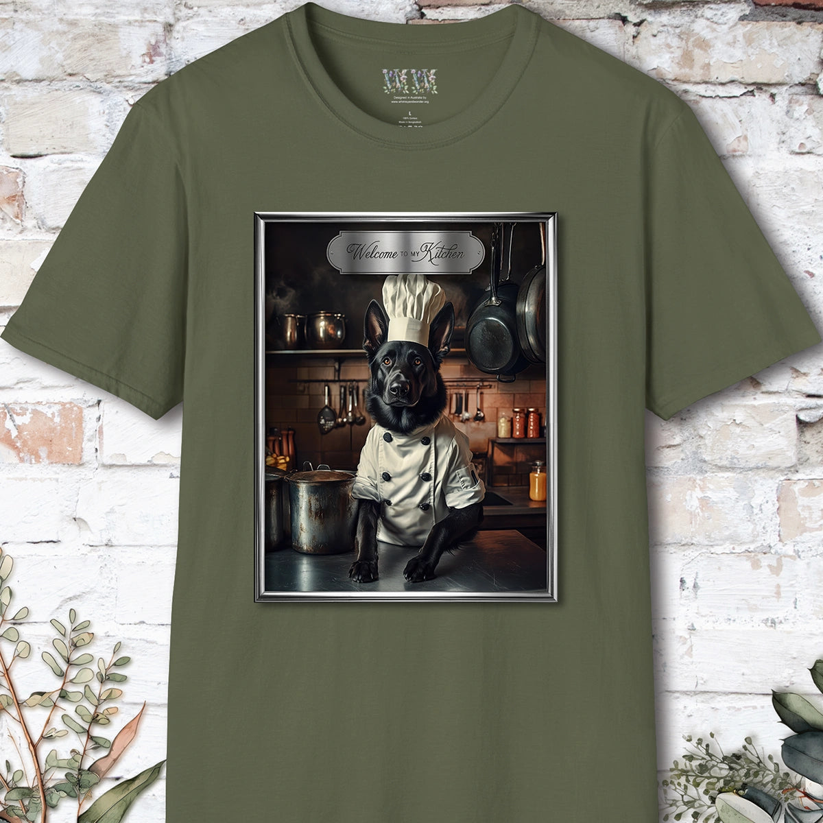 Black German Shepherd Chef Unisex T shirt