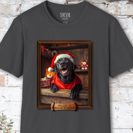 Black Labrador Santa's Workshop Unisex T shirt