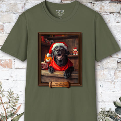 Black Labrador Santa's Workshop Unisex T shirt