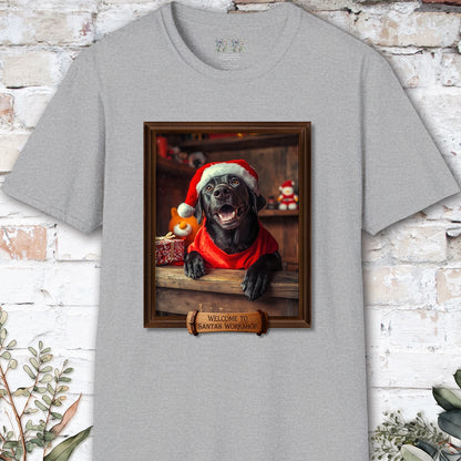 Black Labrador Santa's Workshop Unisex T shirt