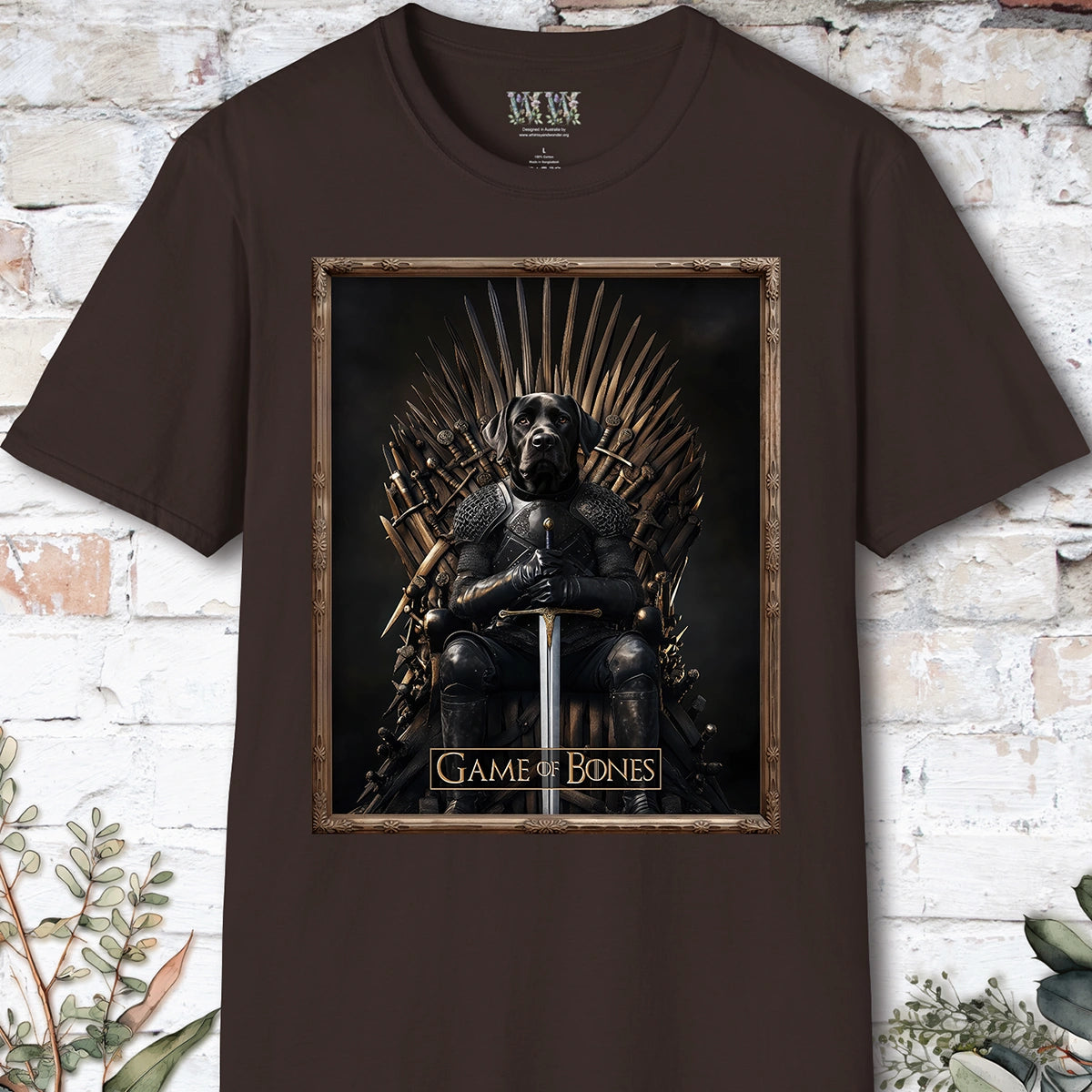 Black Labrador Game of Bones, Unisex T shirt