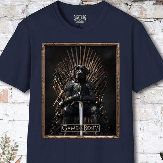 Black Labrador Game of Bones, Unisex T shirt