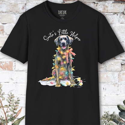 Black Labrador Santa's little helper. unisex T shirt