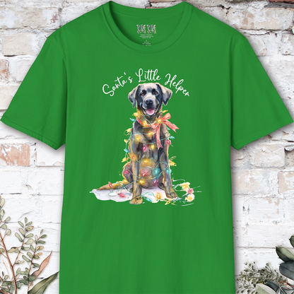 Black Labrador Santa's little helper. unisex T shirt