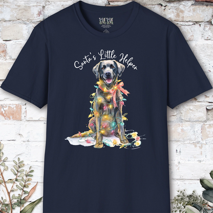 Black Labrador Santa's little helper. unisex T shirt