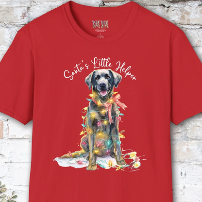 Black Labrador Santa's little helper. unisex T shirt