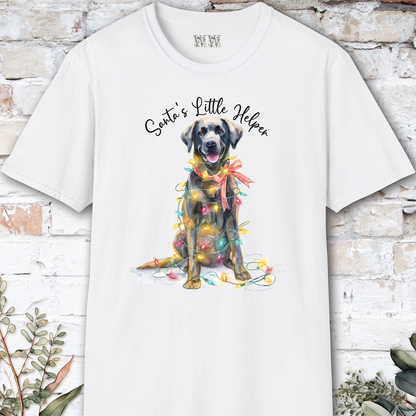 Black Labrador Santa's little helper. unisex T shirt