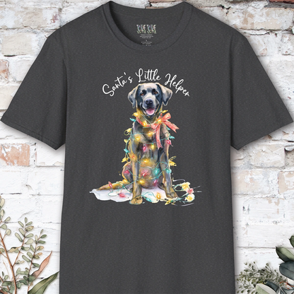 Black Labrador Santa's little helper. unisex T shirt