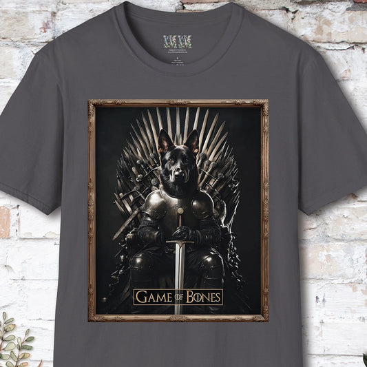 Black German Shepherd Game of Bones, Unisex T shirt