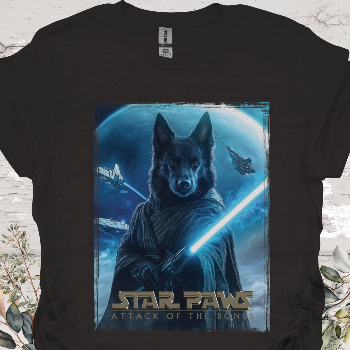 Black German Shepherd Star Paws Unisex T shirt