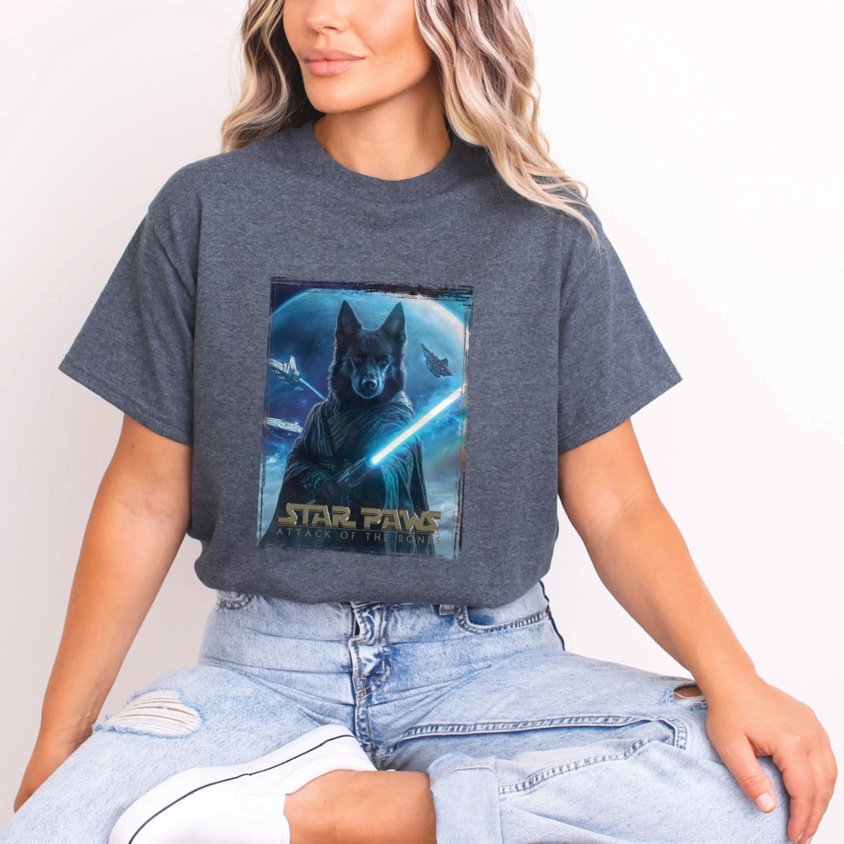 Black German Shepherd Star Paws Unisex T shirt