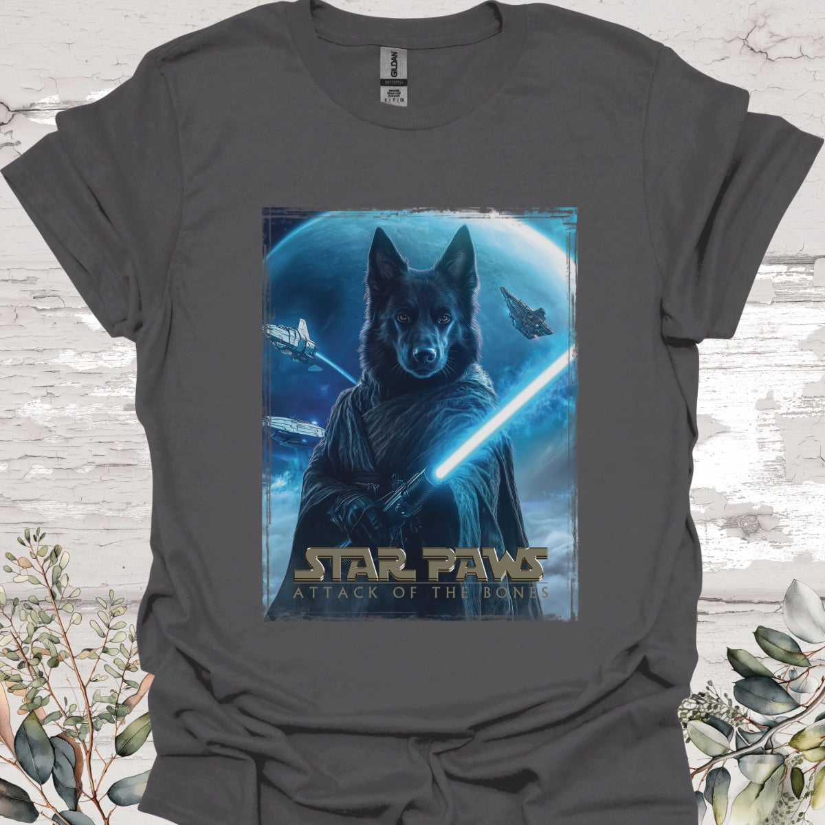 Black German Shepherd Star Paws Unisex T shirt