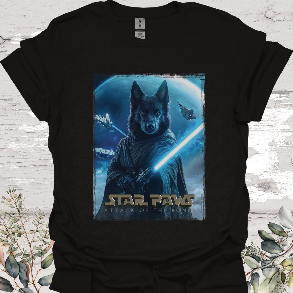 Black German Shepherd Star Paws Unisex T shirt