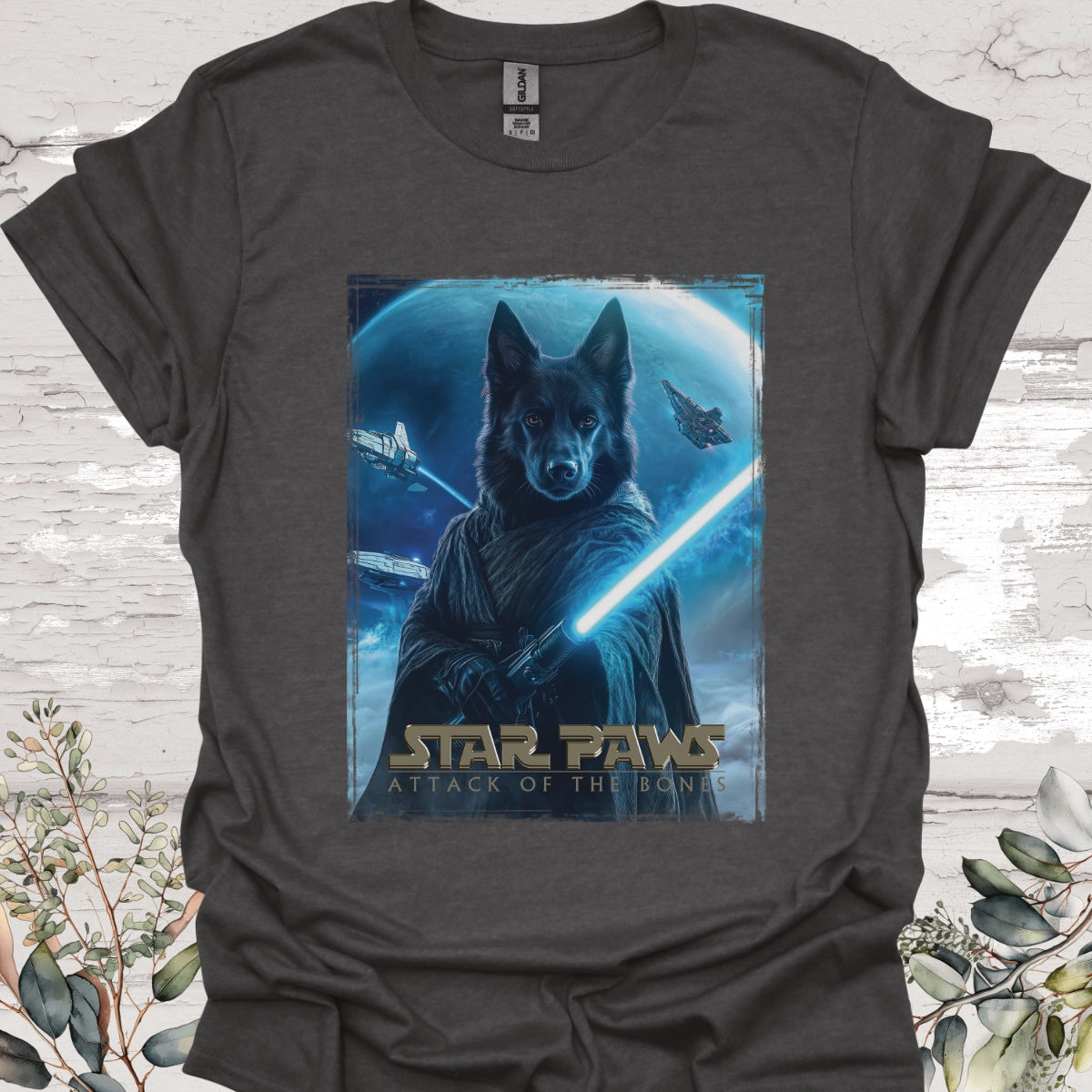 Black German Shepherd Star Paws Unisex T shirt
