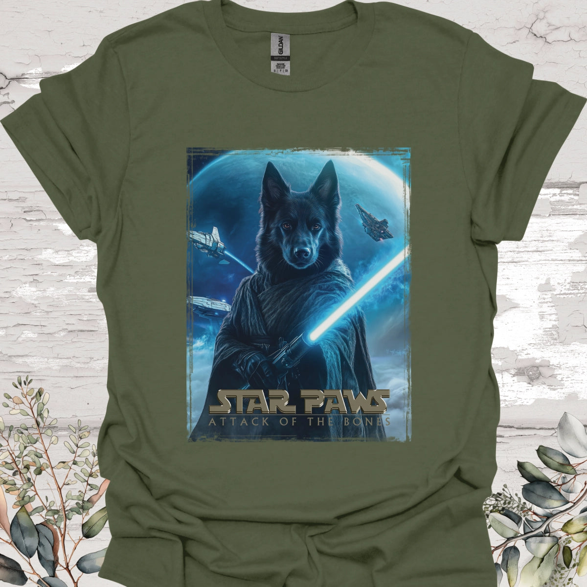 Black German Shepherd Star Paws Unisex T shirt