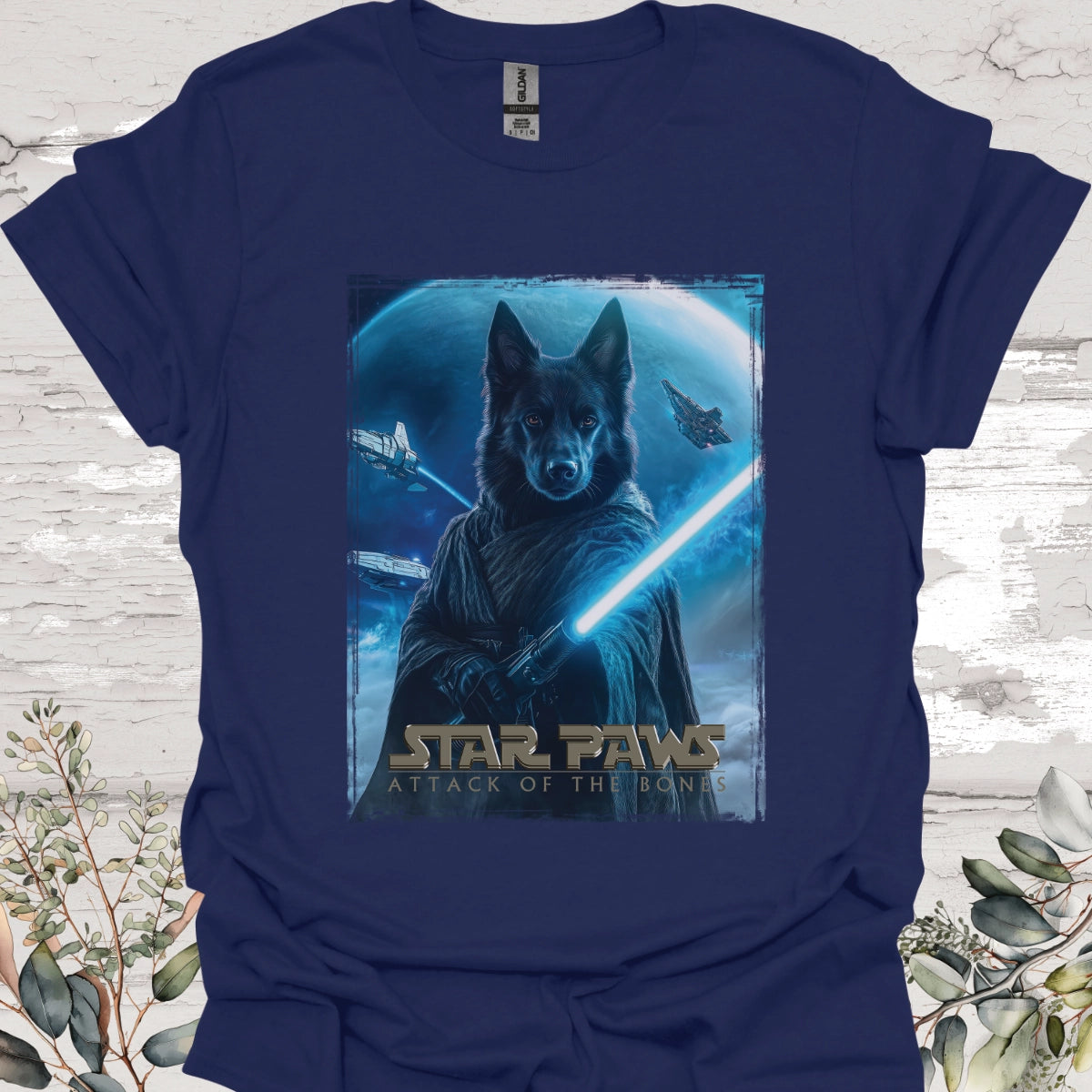 Black German Shepherd Star Paws Unisex T shirt
