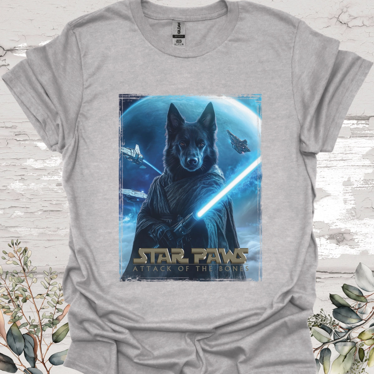 Black German Shepherd Star Paws Unisex T shirt