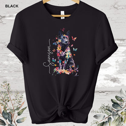 Black Sherpherd Floral Personalized T shirt