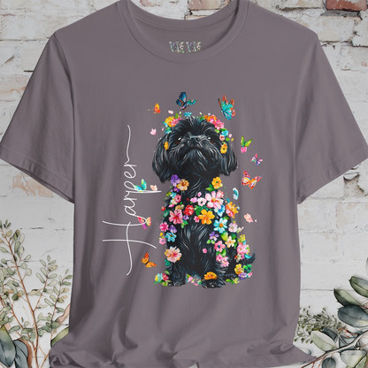 Black Shih Tzu Floral Personalized T shirt