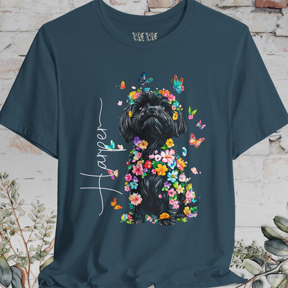 Black Shih Tzu Floral Personalized T shirt