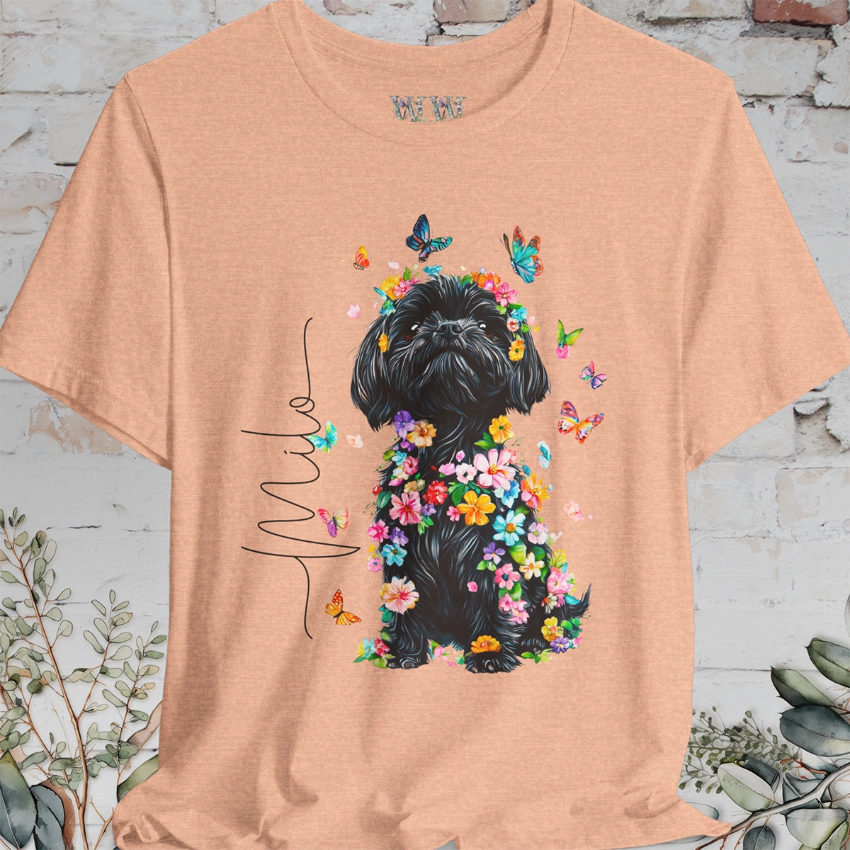 Black Shih Tzu Floral Personalized T shirt