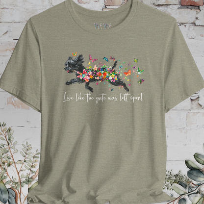 Black Shih Tzu 'Live like the gate was left open' T shirt