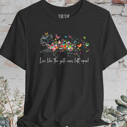 Black Shih Tzu 'Live like the gate was left open' T shirt