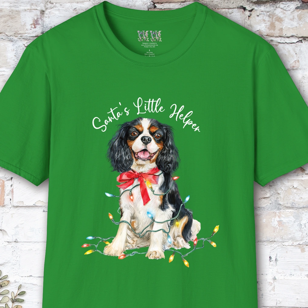 Blenheim Cavalier King Charles Spaniel Santa's little helper. unisex T shirt