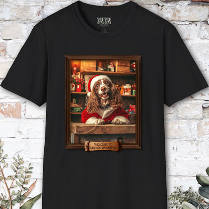 Blenheim King Charles Spaniel Santa's Workshop Unisex T shirt