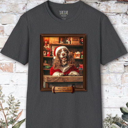Blenheim King Charles Spaniel Santa's Workshop Unisex T shirt