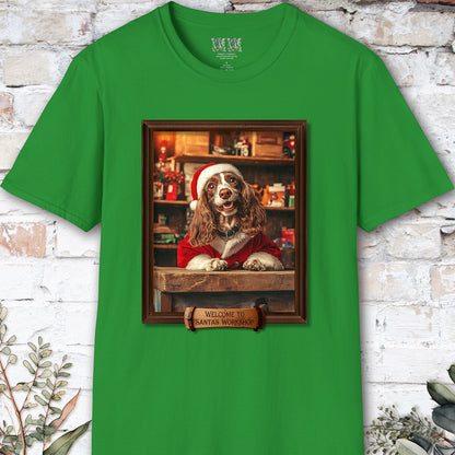 Blenheim King Charles Spaniel Santa's Workshop Unisex T shirt