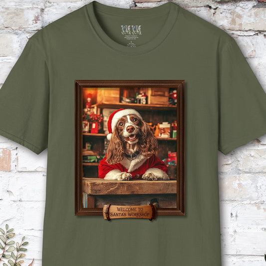 Blenheim King Charles Spaniel Santa's Workshop Unisex T shirt